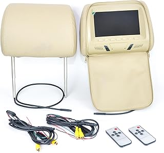 Generic Car Headrest Video Players, 2Pcs 7inch HD Digital Touch Screen Car DVD Player with Headrest Mount, Car TVs for Back Seat, MP5 Player Support USB SD For car - Beige