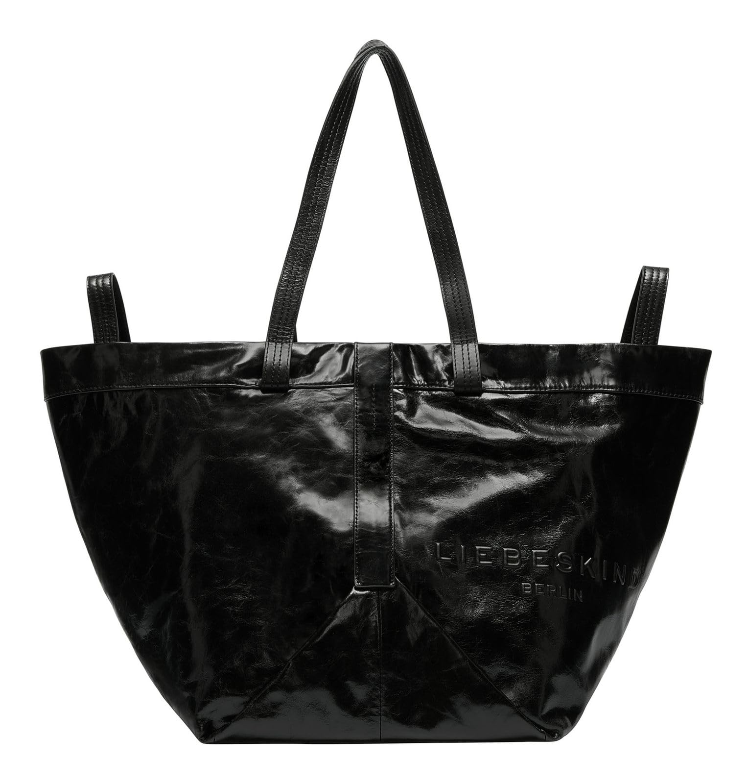 LIEBESKIND BERLIN Leather shopper bag Elvira Paper Touch Crinkle Shopper Black