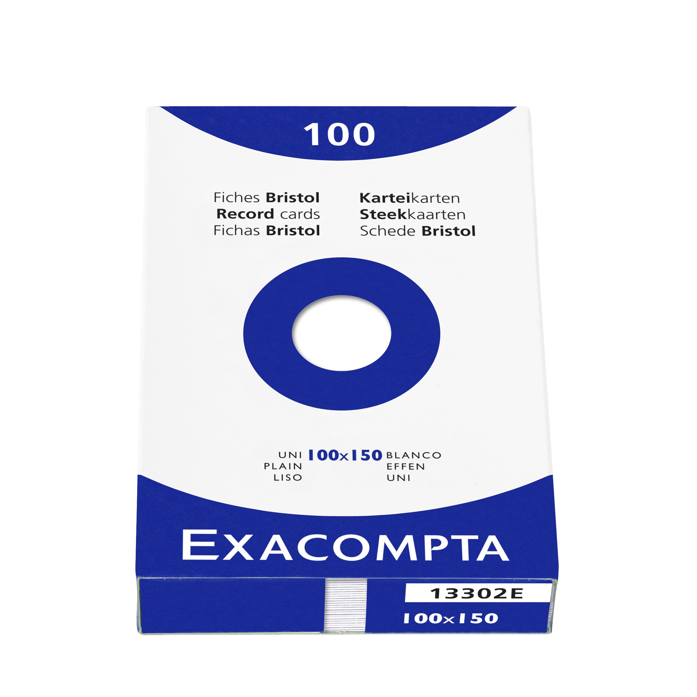 Exacompta 10 x 100 x 100 x 100mm White Unpunched Index Cards for Inkjet Printers, Laser and Copiers - 13302E