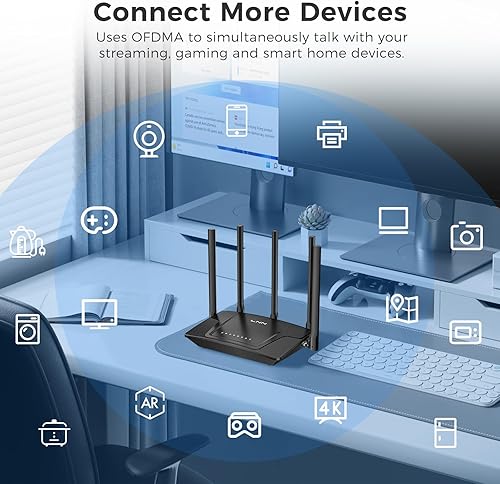 Miniatura 7 de LNN Enrutador Wi-Fi 6, enrutadores Gigabit inalámbricos de doble banda de 3000 Mbps para juegos, más de 20 dispositivos compatibles con OFDMA,