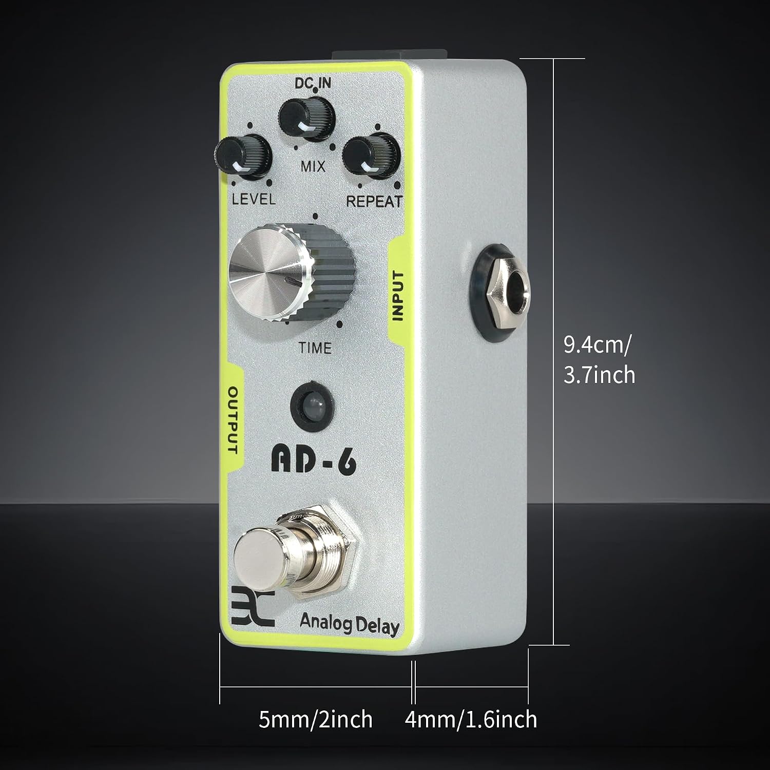 EX Analogy Delay Pedal, Mini Guitar Effect Pedal Delay, Warm Tape Echo Effect, 30–340ms Delay Time, True Bypass, Compact Portable Design, Silver