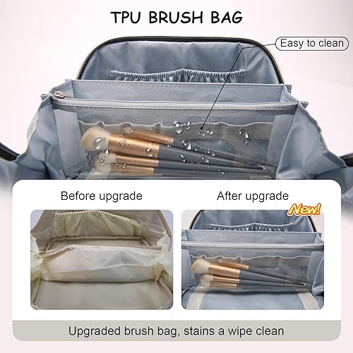 Miniatura 3 de Bolsa de maquillaje organizadora de viaje para cosméticos juego de 3 bolsas de aseo de gran capacidad para mujeres, bolsa de maquillaje portátil con