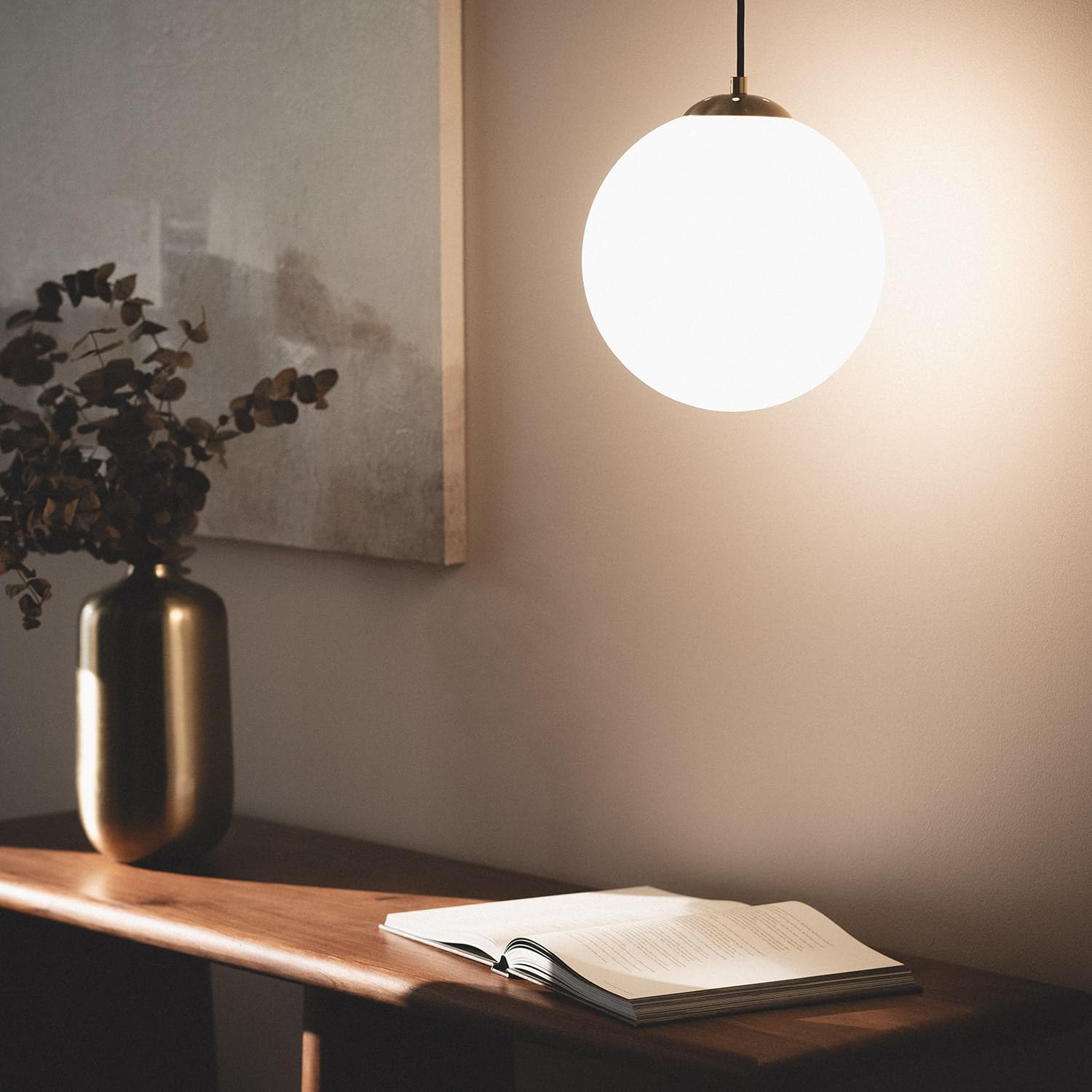 LEDKIA Lampada a Sospensione Metallo e Vetro Moonlight Brass Oro