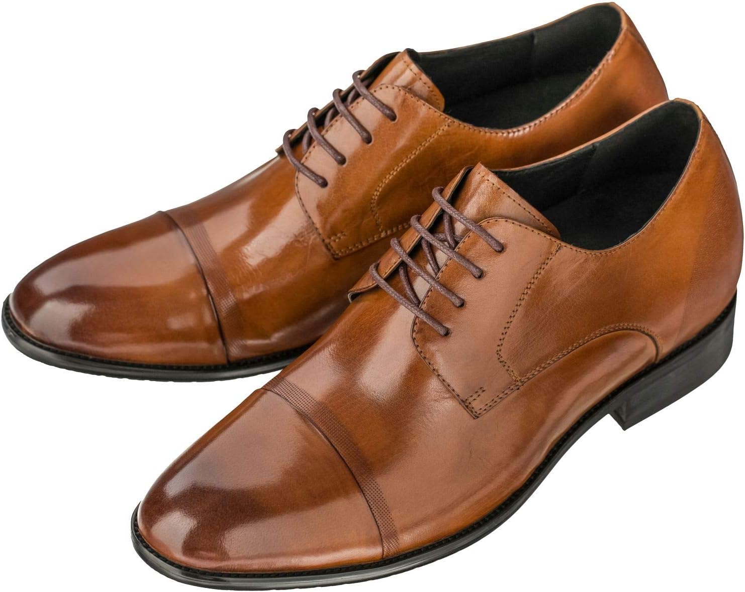 CALTO Men's Invisible Height Increasing Elevator Shoes - Antique Brown Premium Leather Lace-up Formal Oxfords - 2.8 Inches Taller - Y1002 - Size 10 D(M) US - Image 6