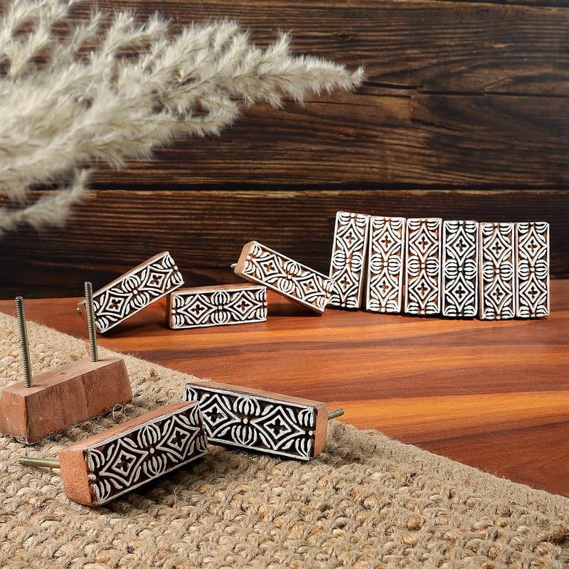 Hashcart Handmade Boho Drawer Pulls Pack of 12, Wood Pulls for Cabinets ...