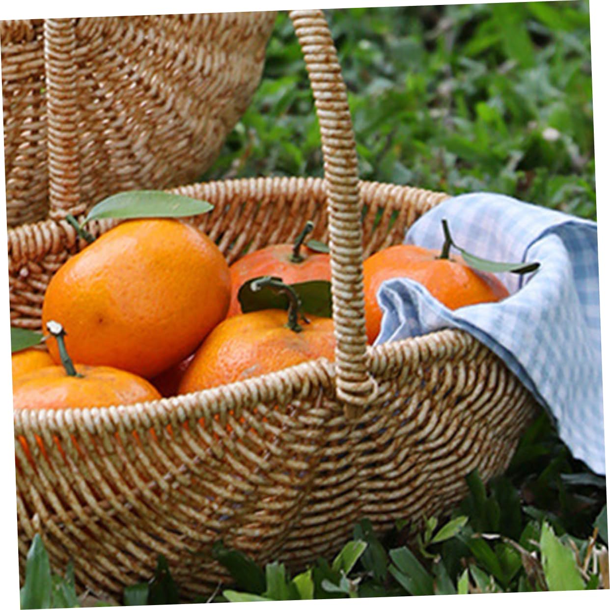 BESPORTBLE cestino della spesa cestino per la raccolta delle bacche ciotole cestino per picnic cestino per uova intrecciare il cesto delle uova cestino da Light Brown Riutilizzabile
