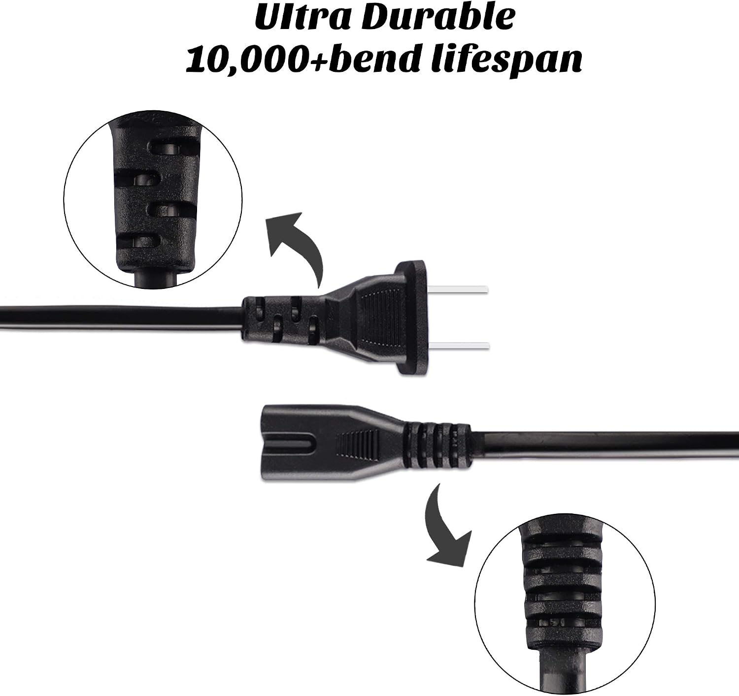 Xahpower 2 Prong AC Power Cord Cable Compatible with Xbox One S/Xbox One X/Xbox Series X/S Game Console, for Sony Playstation PS4 PS3 PS2 Slim/PSP/PSV Supply Plug Replacement (3.3ft)