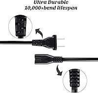 Vista 4 de Evenpop 2 Prong AC Power Cord Cable Compatible with Xbox One SXbox One XXbox Series XS Game Console, for Sony PlayStation PS4 PS3 PS2 SlimPSPPSV