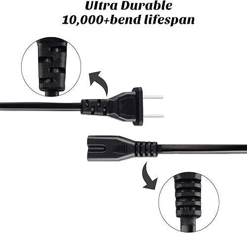 Miniatura 4 de Evenpop 2 Prong AC Power Cord Cable Compatible with Xbox One SXbox One XXbox Series XS Game Console, for Sony PlayStation PS4 PS3 PS2 SlimPSPPSV