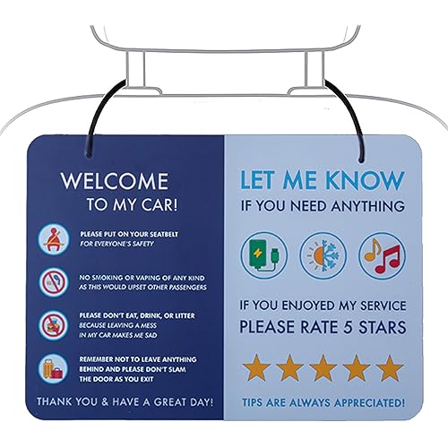 NIVRANA Rideshare Sign 2 Pack - Large Sign for Better Customer Relations, Higher Ratings and More Tips for Rideshare Drivers