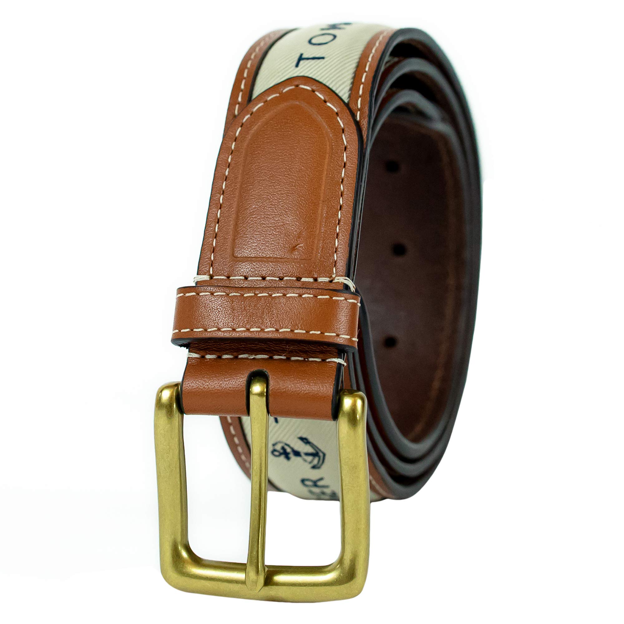 Men's Leather Casual Belt with Fabric Inlay, 44