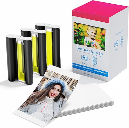 Compatible con Canon Selphy CP1300 CP1500 Tinta y papel KP-108IN Juego de tinta y papel de color para Selphy CP1200 CP910 CP900 CP760 CP770 CP780