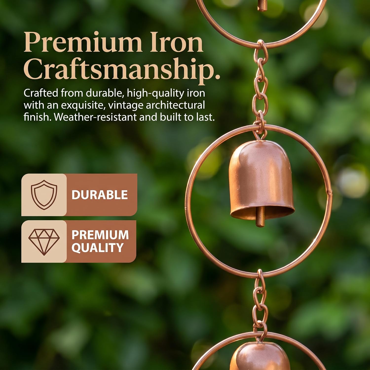 Hanging Rain Chain for Gutters, Balconies, Patios, Gardens, Outdoor Spaces image 5
