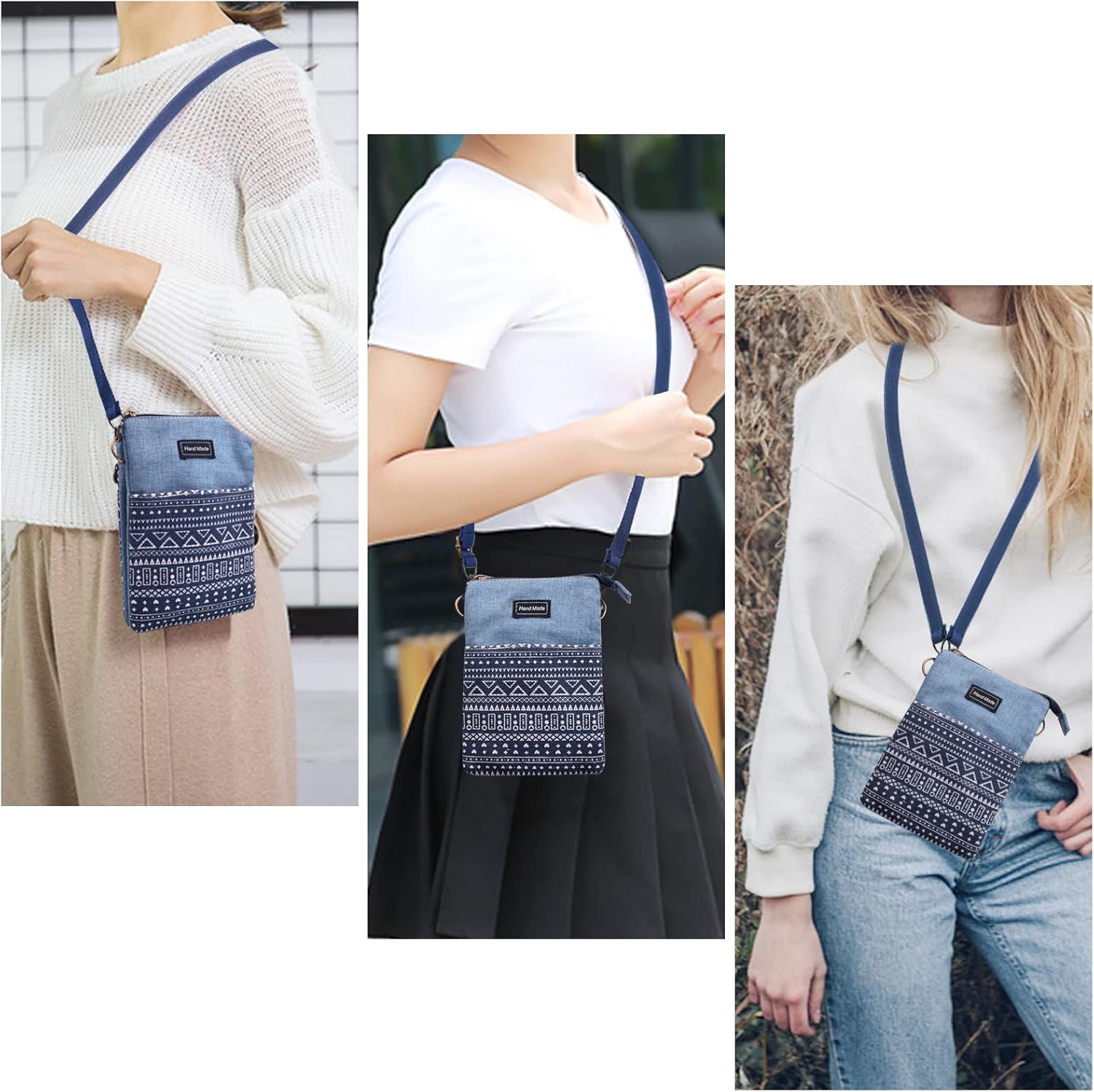 WITERY Small Canvas Crossbody Bags for Women Crossbody Purse Cute Cloth Purse Phone Pouch Wallet Shoulder Bags for Teen Girls - Image 2