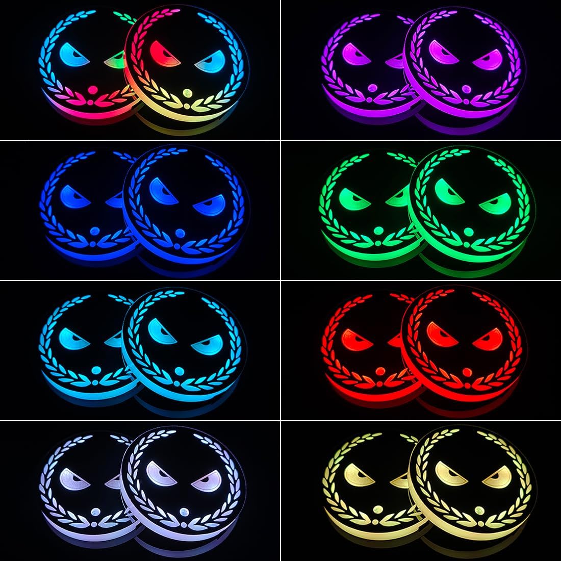LED Cup Holder Lights, 2 PCS USB Charging Coasters With 7 Colors Luminescent Light Pad, Mat for Car Decoration Atmosphere Light - Image 2
