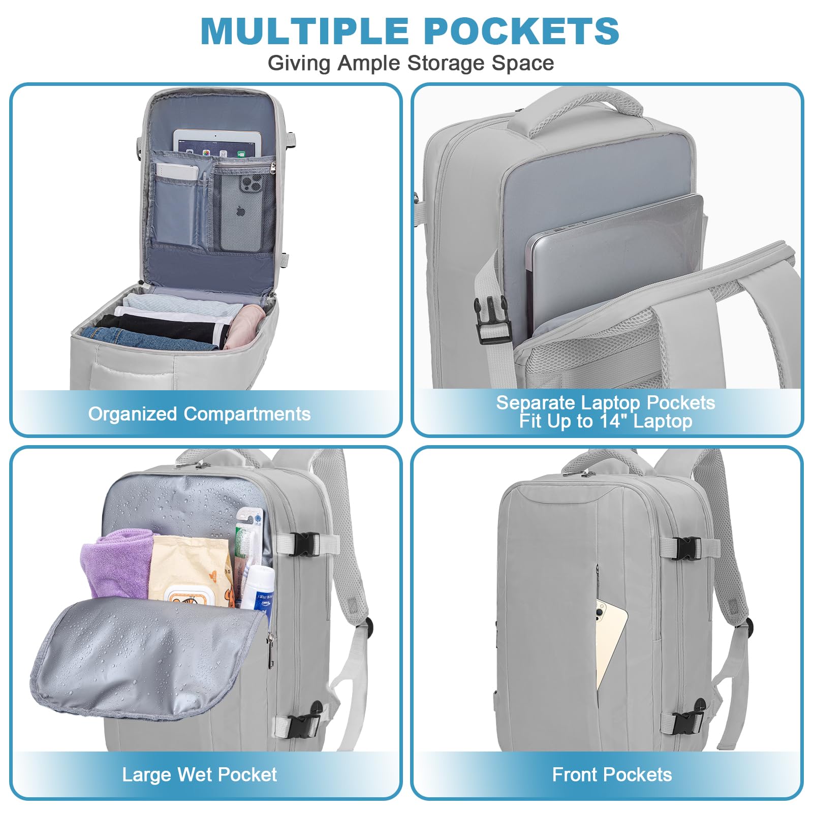 Zaino per Ryanair 40x20x25 Zaino da Viaggio Aereo Bagaglio a Mano Borsa da Cabina Borse Valigia Zaini Casual Unisex per Wizz Air EasyJet Laptop Daypack