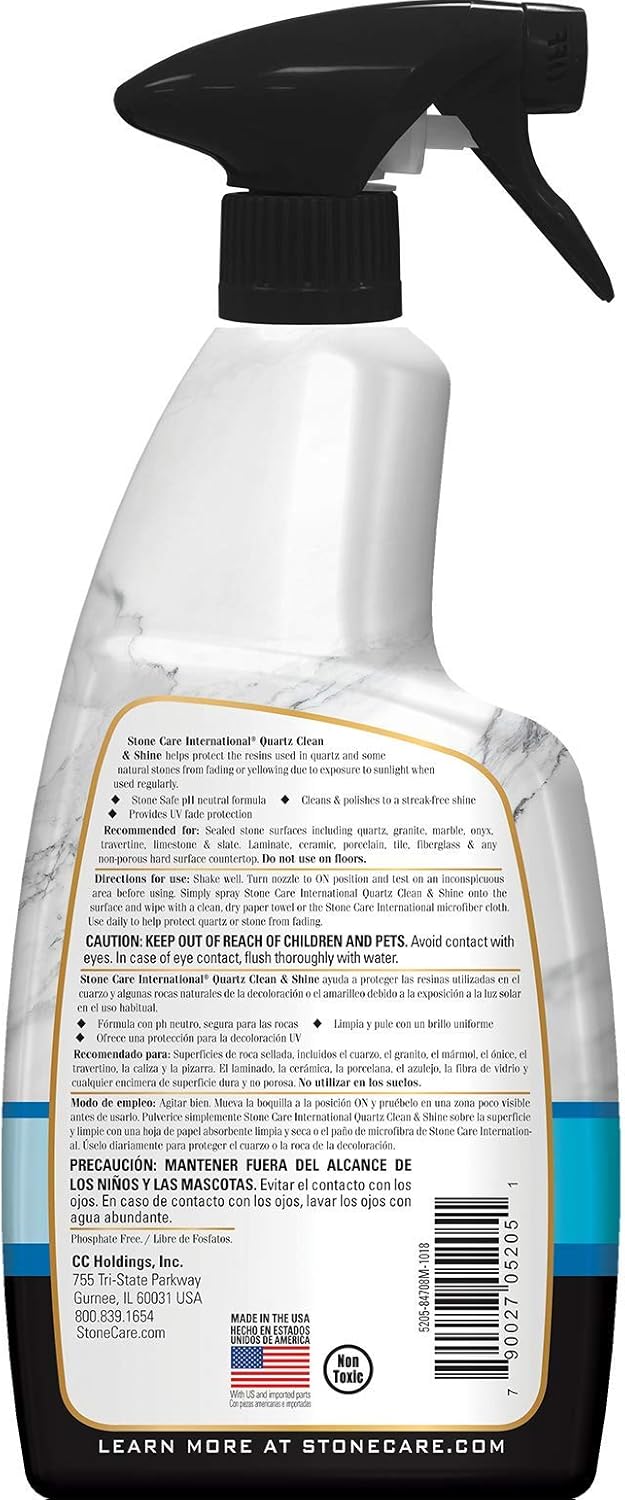 Stone Care International Quartz Cleaner and Polish - 24 Ounce (2 Pack) - Clean & Shine Your Quartz Countertops Islands and Stone Surfaces with UV Protection : Health & Household