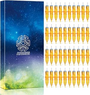 タトゥーカートリッジ針、ATOMUS 40個アソート RS ラウンドシェーダー 使い捨て タトゥーニードル ミックス 3RS 5RS 7RS 9RS サイズ ペン ロータリー マシン タトゥー用品