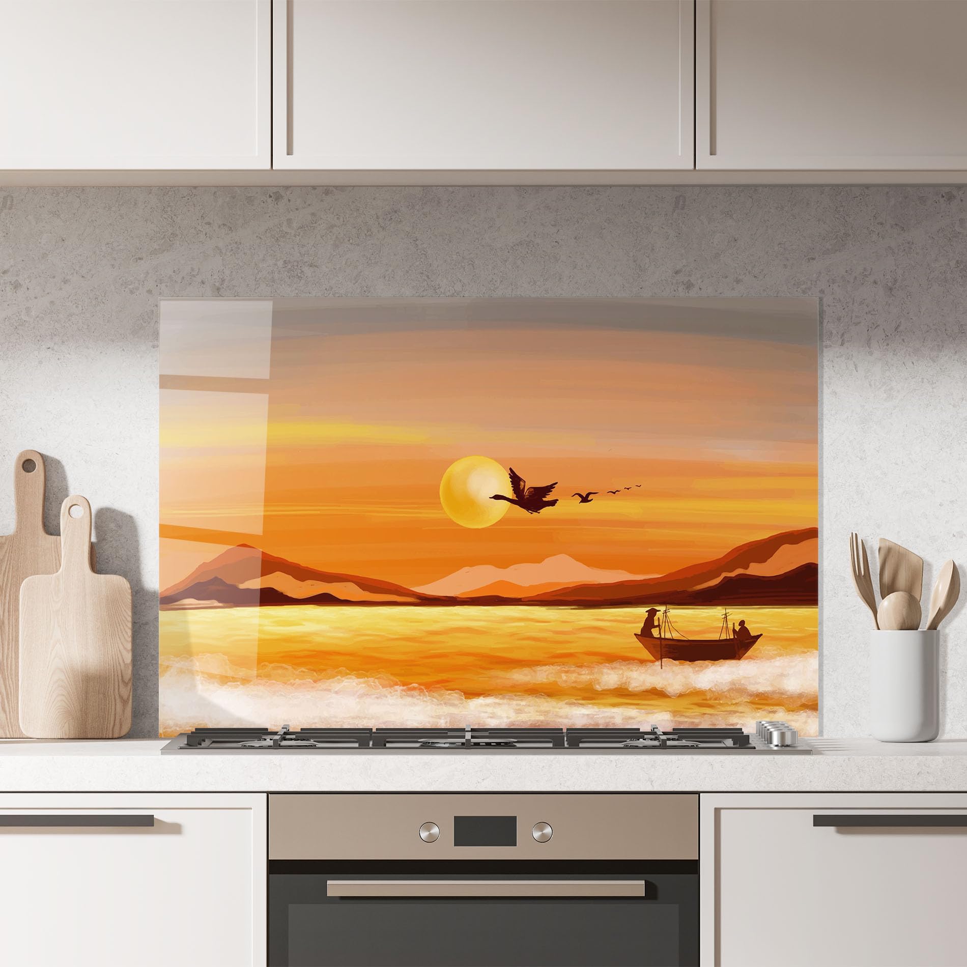 ARTHUB® Paraschizzi Cucina in Vetro temperato 50x70 cm, 20988 | Protezione Contro Gli Schizzi, Protezione murale per fornelli, Vetro temperato, Paesaggi, Laghi