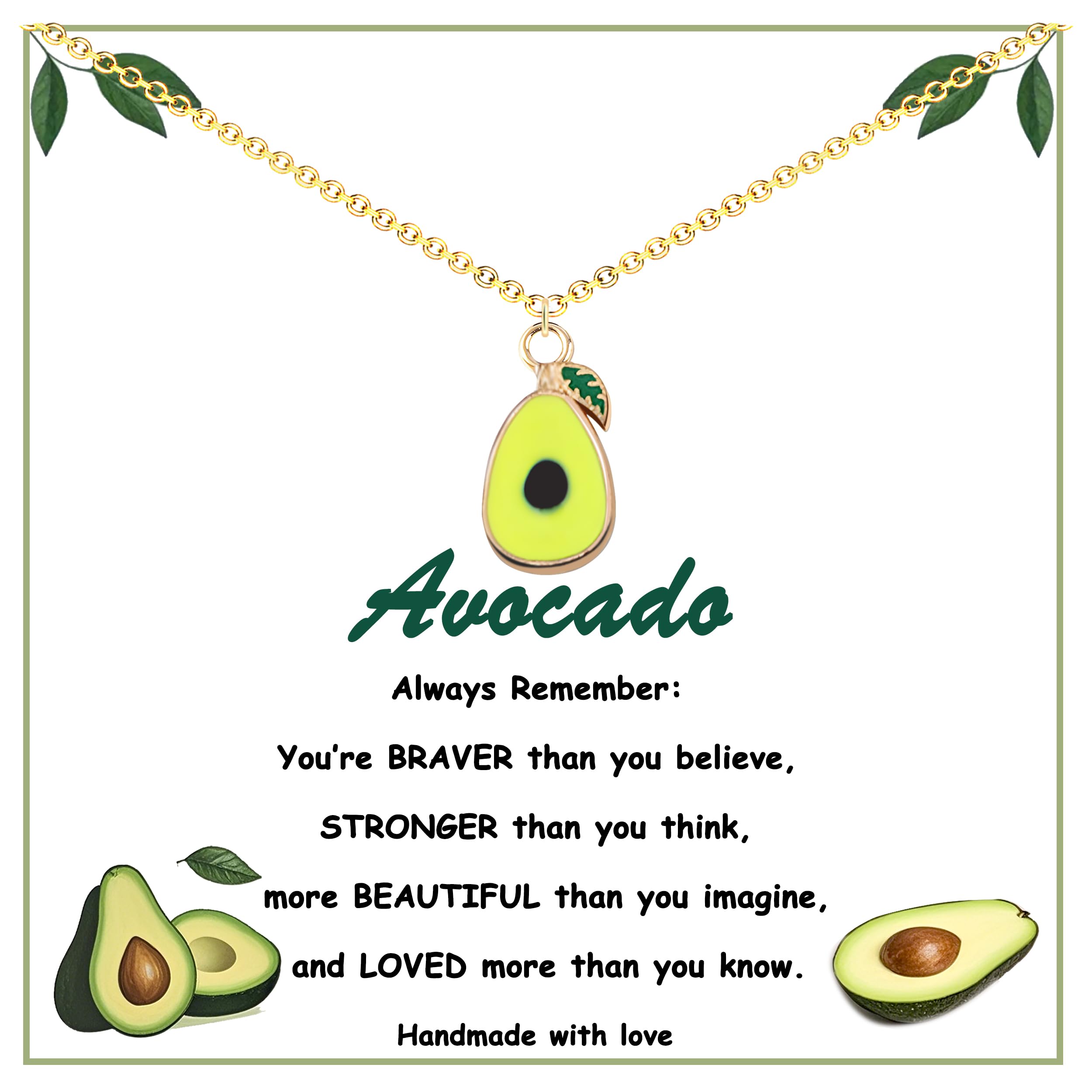 Inspirational Avocado Necklace for Women Teens, Avoacdo Lover Jewelry, Cute Avocado Fruit Gifts for Friends Daughter Granddaughter