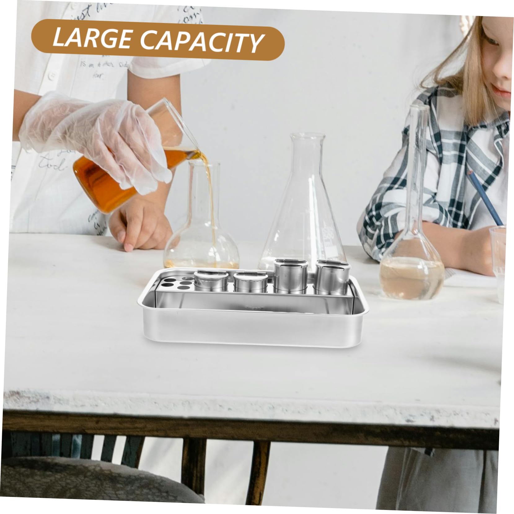 Cabilock Bandeja Rectangular De Acero Inoxidable Enfermería Resistente y Espaciosa Para Almacenamiento y Cambio De Instrumentos Médicos Hospital y Clínica