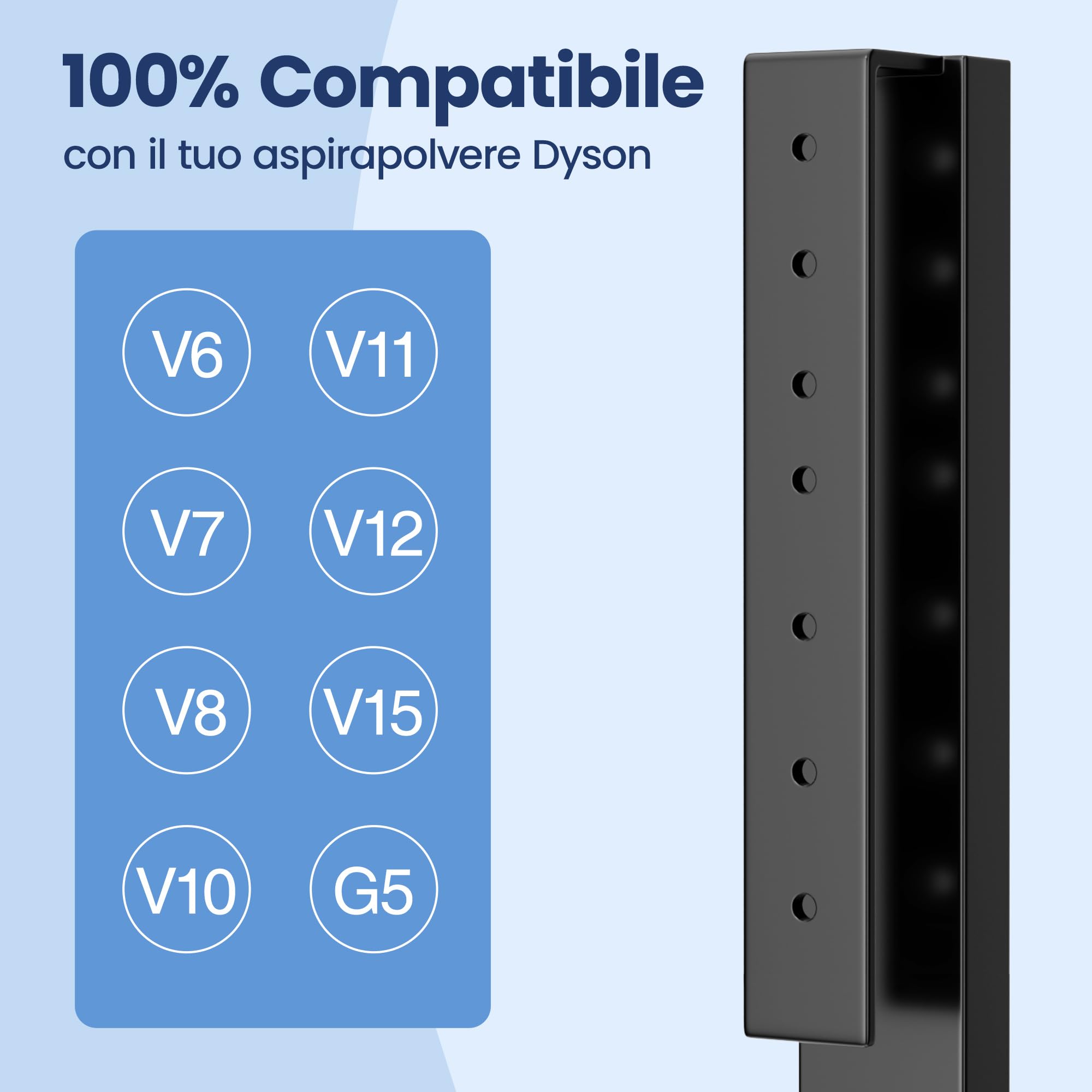 pickpiff Supporto per Aspirapolvere Dyson – Compatibile con V15, V12, V11, V10, V8, V7, V6 – Stazione Autoportante con Porta Accessori – Salvaspazio e Senza Foratura
