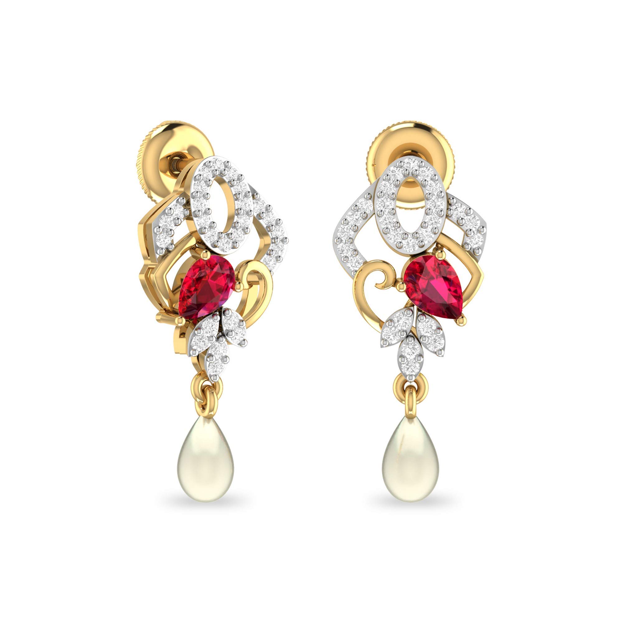 pc jeweller Yellow Gold and Solitaire Stud Earrings for Women-picture-13
