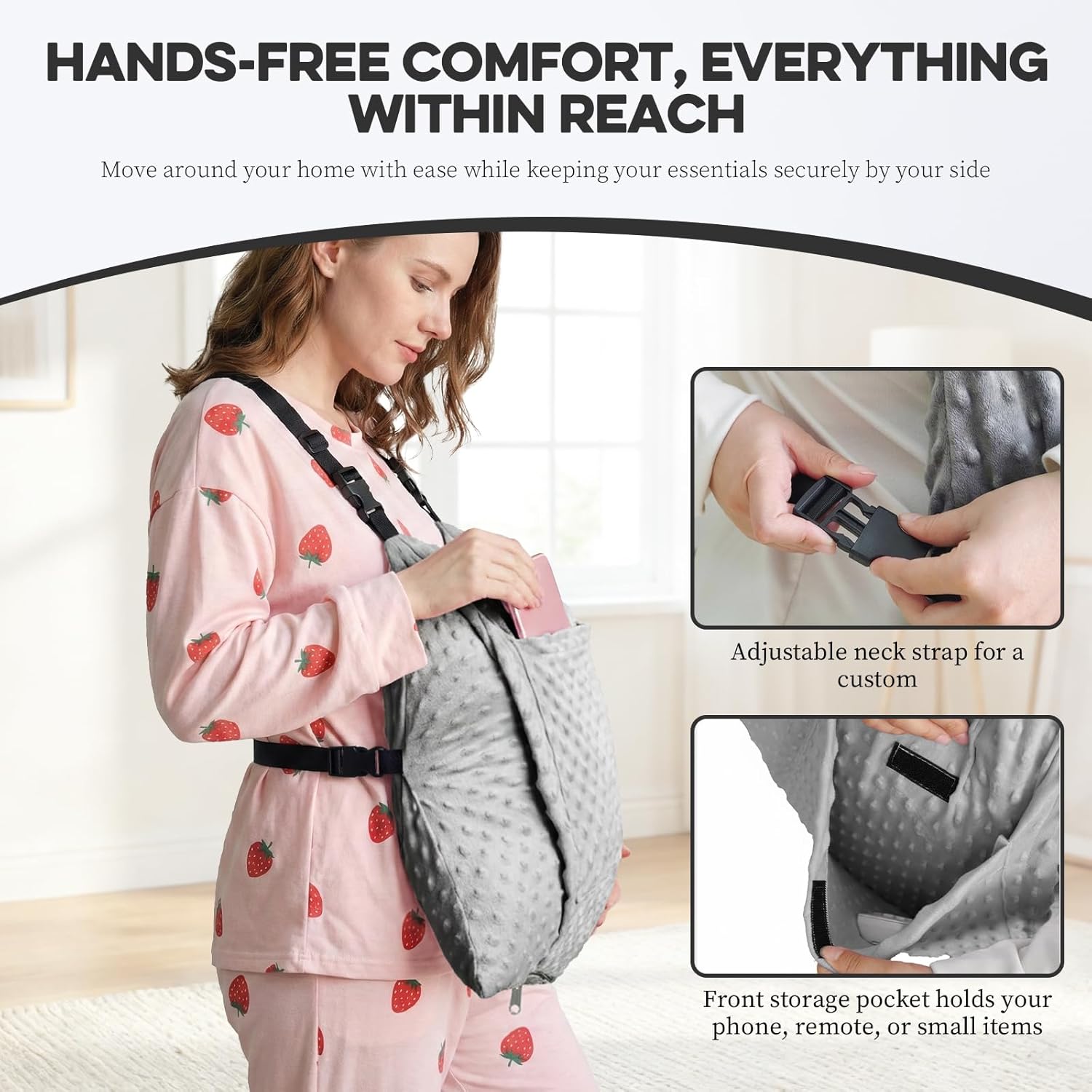 Star Shaped Hysterectomy Pillow with 2 Pockets & Adjustable Straps for Abdominal Surgery Recovery, C-Section, Seat Belt Protection (Gray)