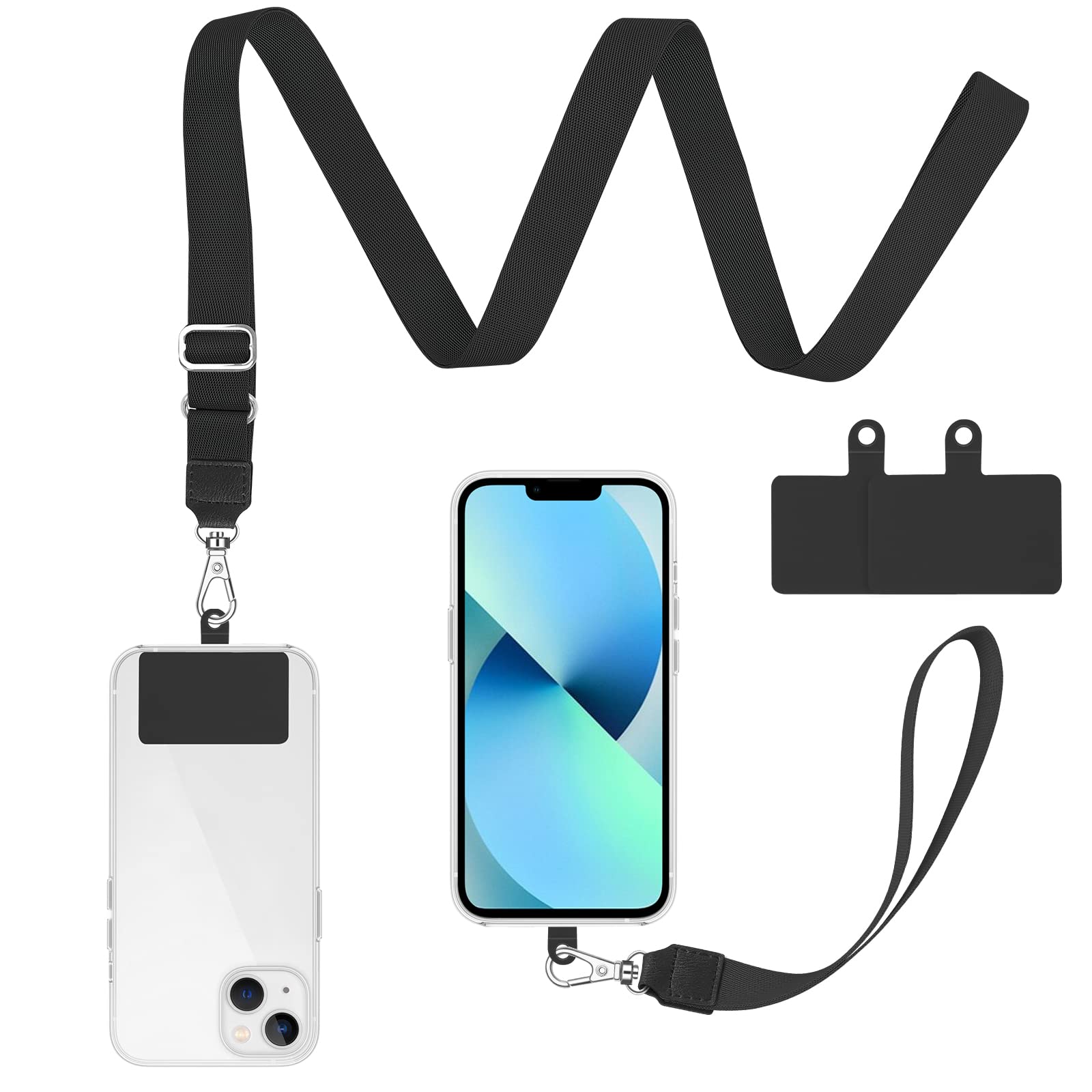 スマホストラップ ロング ハンド 3本セット 黒 Amazon.co.jp: [Doormoon] スマホストラップ 携帯ストラップ スマホ