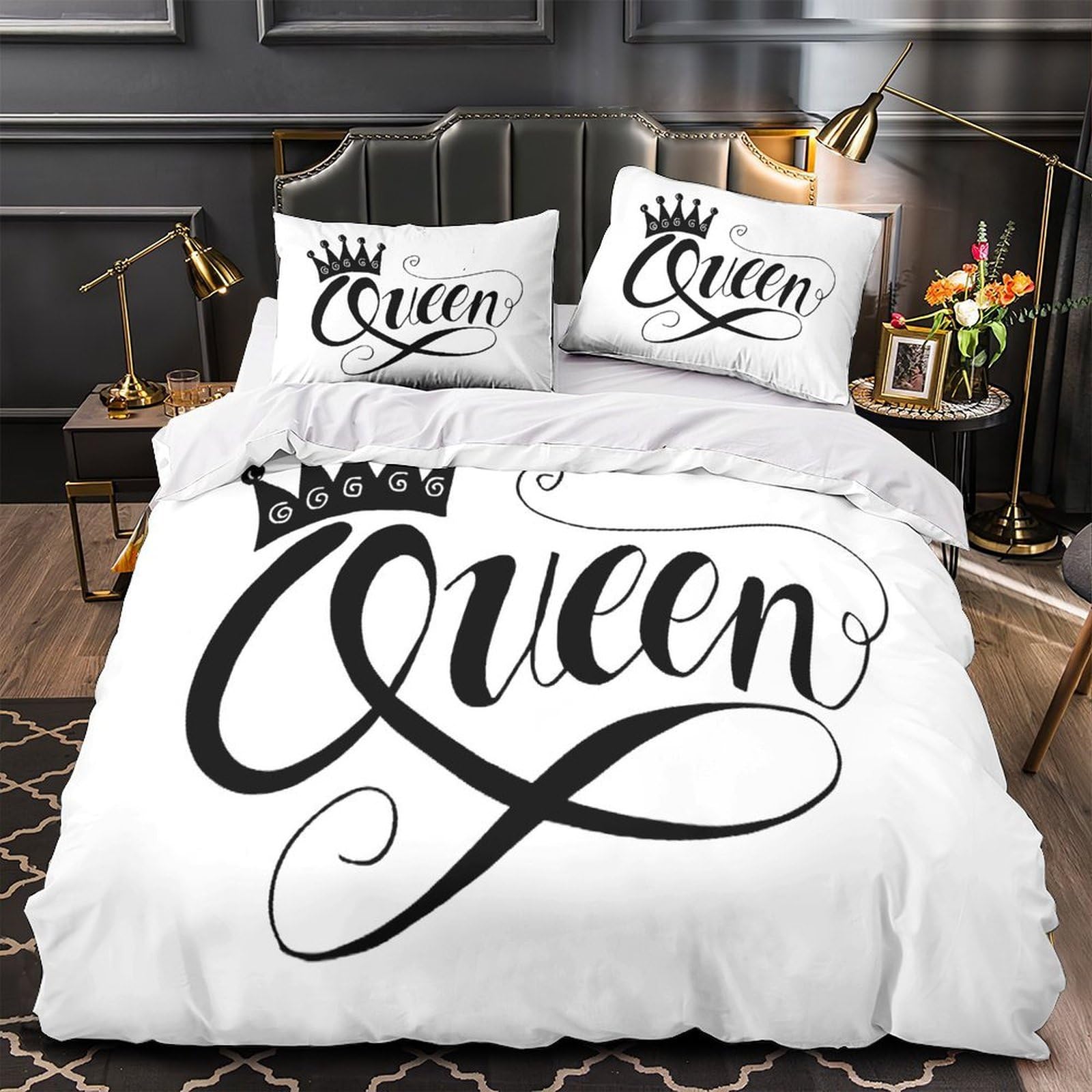 Parure de lit 220x240cm microfibre 3D éclair avec housse de couette et taies