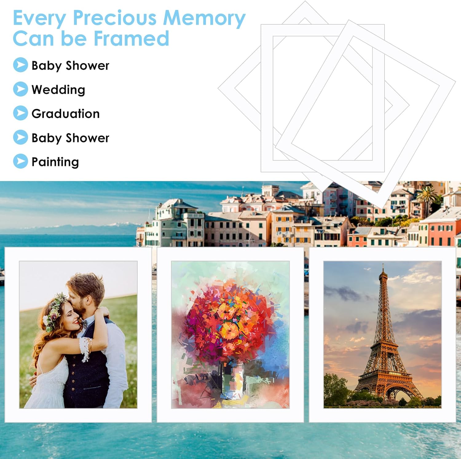 10 Pack White Pre-Cut 10x12 Picture Mounts for 8x10 Pictures Display, Frame Mattes Photo Frame Mat Bevel Photo Board Show Kit for Photos, Prints, Artworks - Image 3