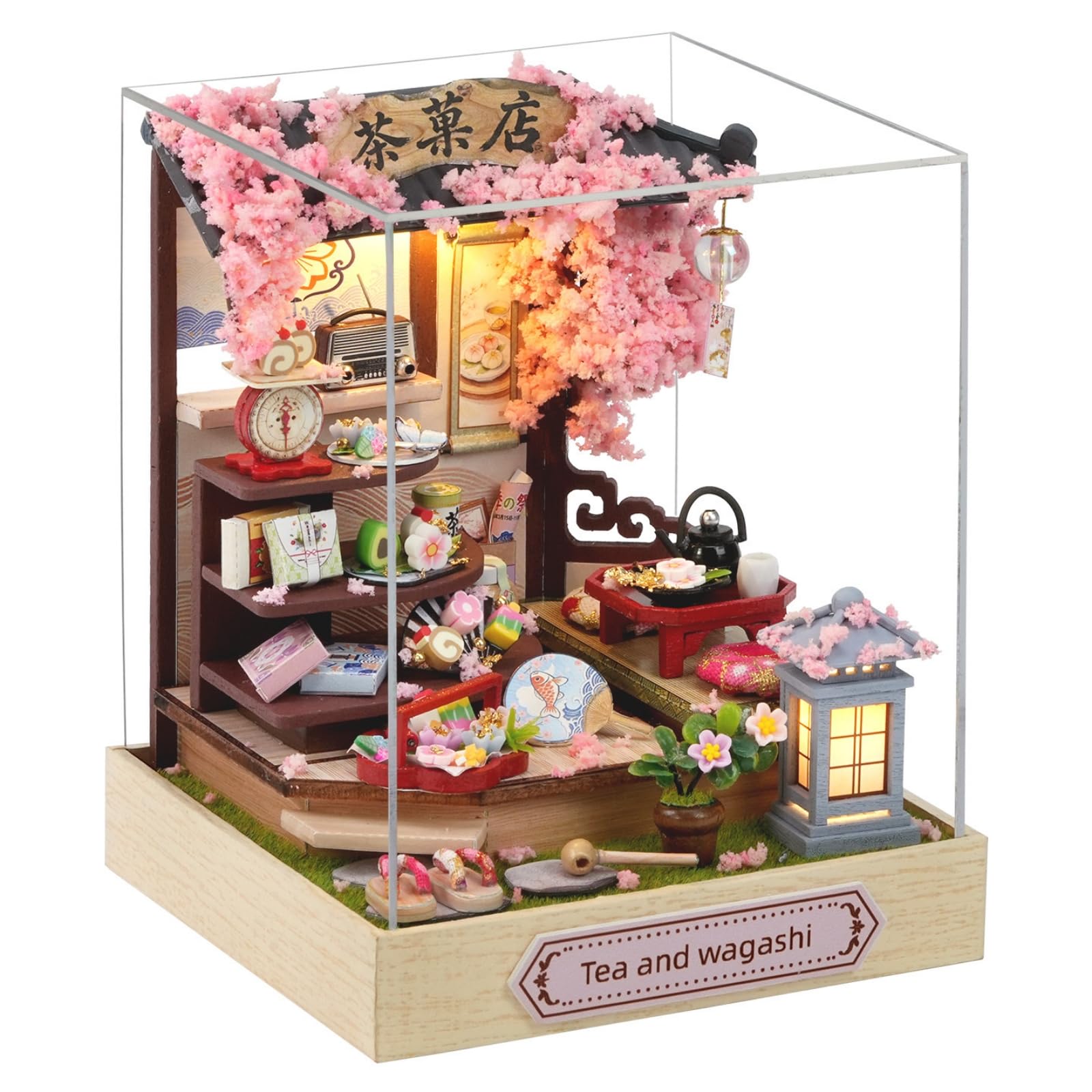 Casetta in Miniatura da Legno Creativo Kit di Casetta Miniatura con Cop Antipolvere Dettagliato Oggetto Decorativo per, Adolescenti, Stile A