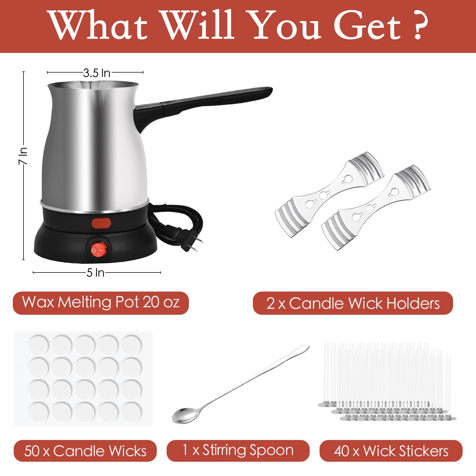 TOKPELA Wax Melter for Candle Making, Stainless Steel Electric Candle Wax Melter, Double Pouring Spout Candle Wax Melting Pot with 51IN Cord and Hot Plate, Candle Making Pot Kit for Beginners - Image 6