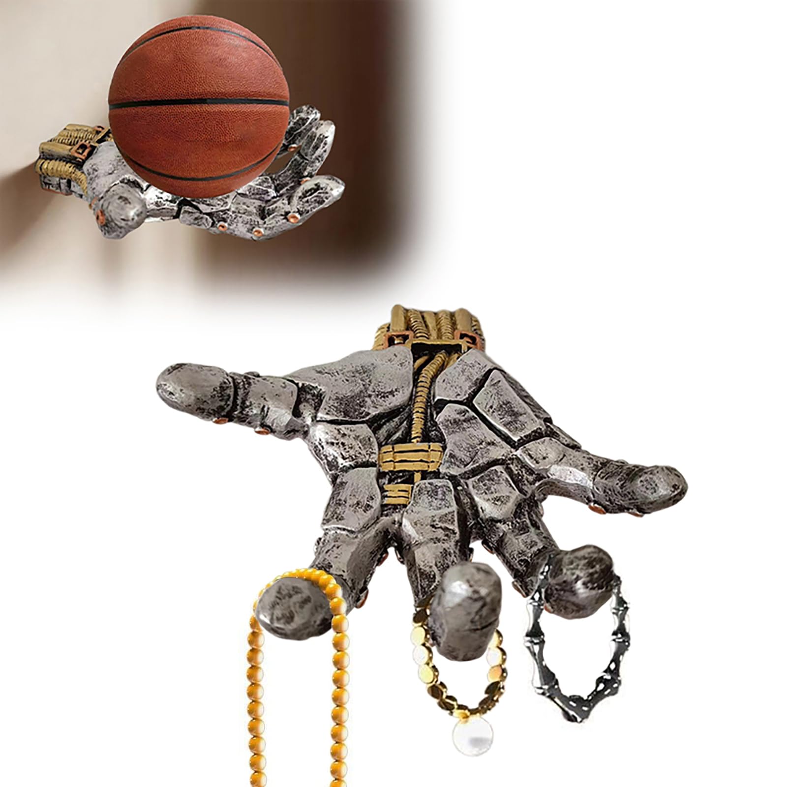 Cowenhey Basketball Holder, Hand Sculpture Ball Holder Wall Mount Art Decor Stand Storage Rack, Stylish Organizer & Space-Saving Rack for Basketball,