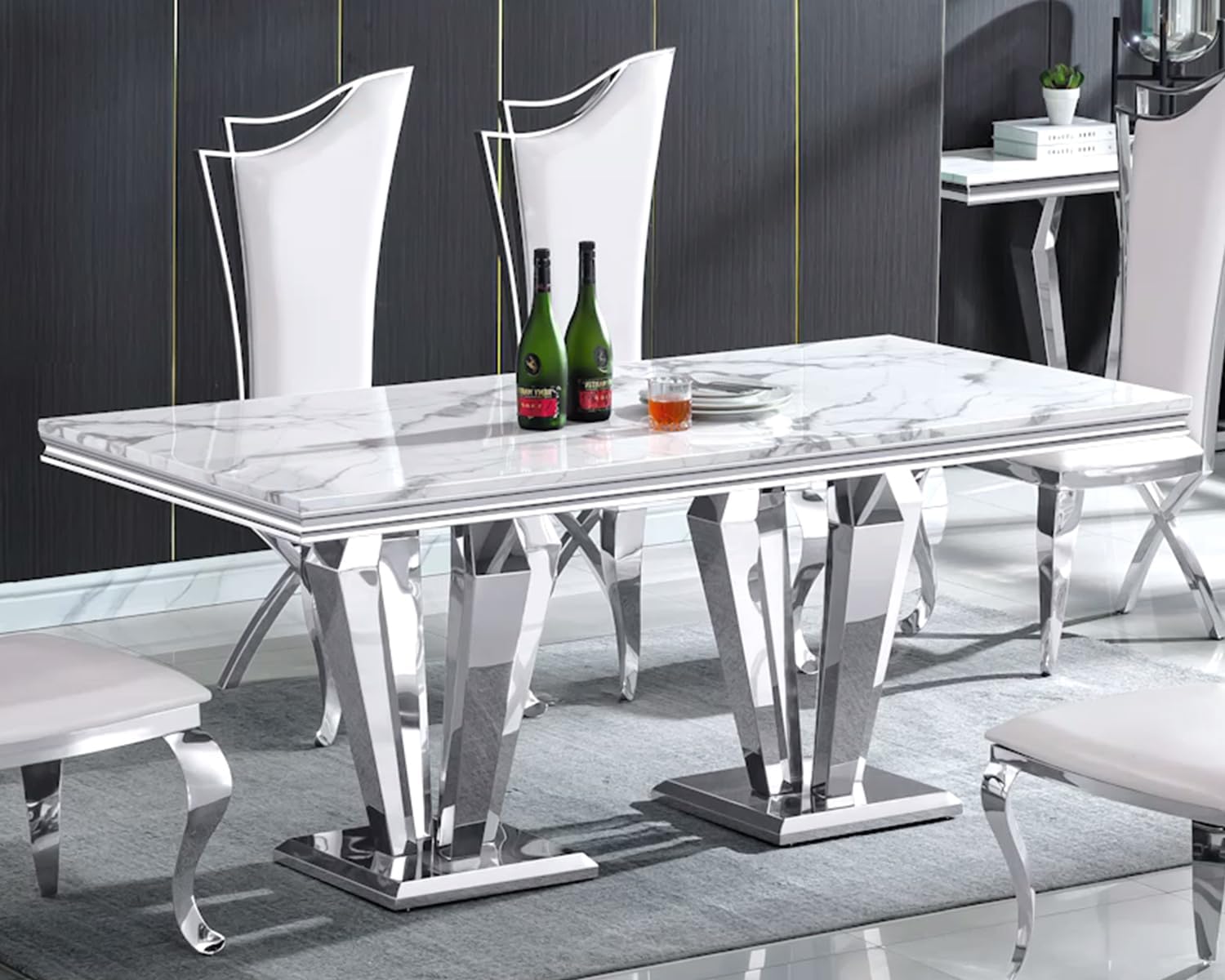 Amazon.com - KUVADAZ 70" Large Rectangular White Dining Table for 4 5 6 ...