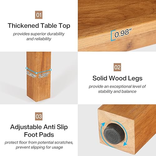 Miniatura 7 de Tribesigns Mesa de comedor de madera, mesa de cocina de granja para comedor, sala de estar, mesa de comedor para 2-4 personas, mesas de comedor