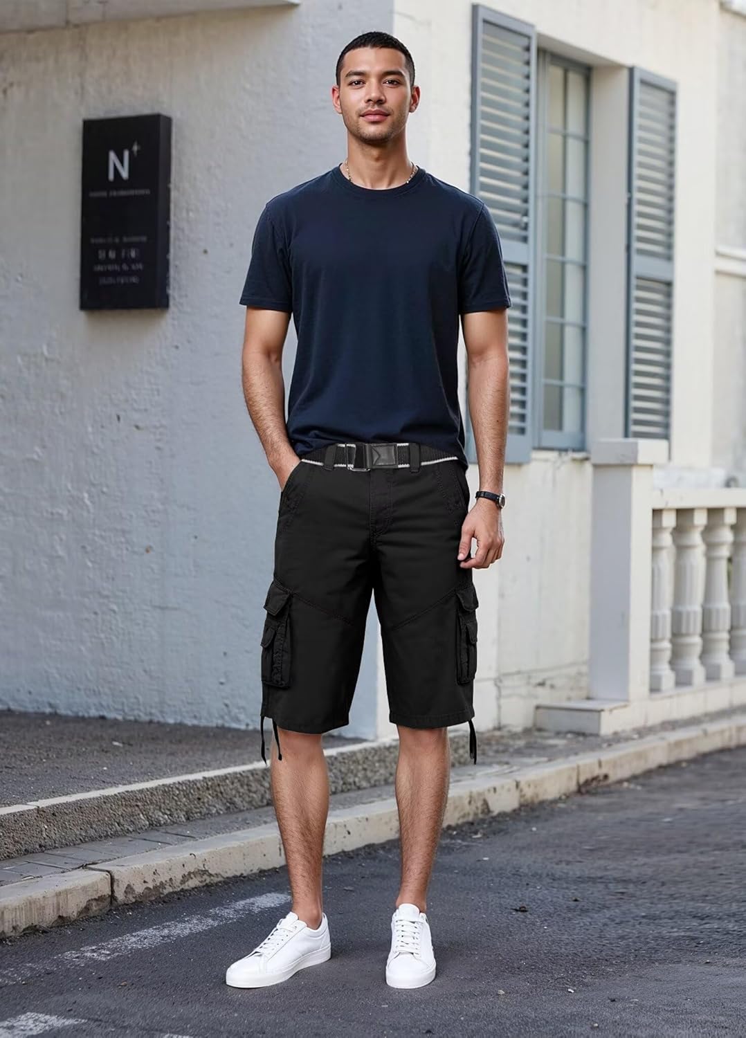 Fried-Denim Mens Everyday Poplin Belted Cargo Fairfax Shorts - Image 3