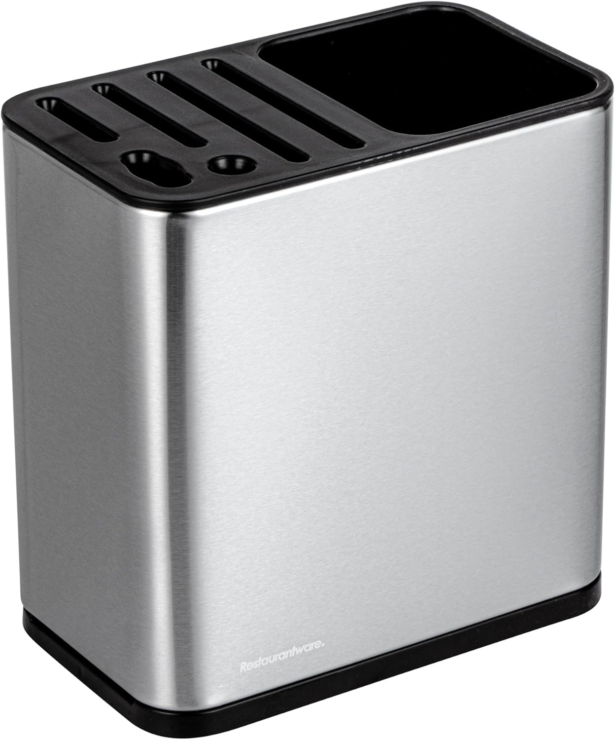 Restaurantware Stainless Steel Utensil Holder 1 Count 7.7 x 4.6 x 7.8 Inches Durable Cutlery Storage Flatware Organizer Rust-Resistant Sink Caddy Silver Kitchenware Holder