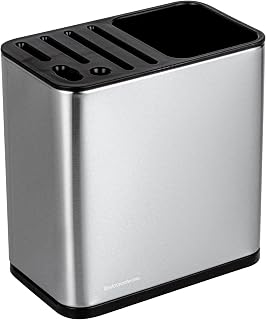 Restaurantware Stainless Steel Utensil Holder 1 Count 7.7 x 4.6 x 7.8 Inches Durable Cutlery Storage Flatware Organizer Rust-Resistant Sink Caddy Silver Kitchenware Holder