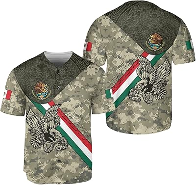 Woseprints Personalized Mexico Baseball Jersey, Mexican Baseball Jersey for Men Women Mexicano Flag Jersey Mexican Flag Pride (BJ56)