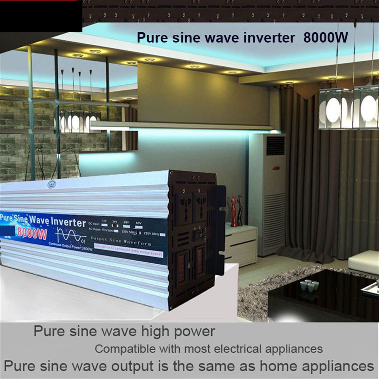Czysta fala sinusoidalna przetwornica 12V/24V 220V 8000W transformator napięcia falownik solarny DC 12V do AC 220V konwerter wyświetlacz LED(12v,60HZ)