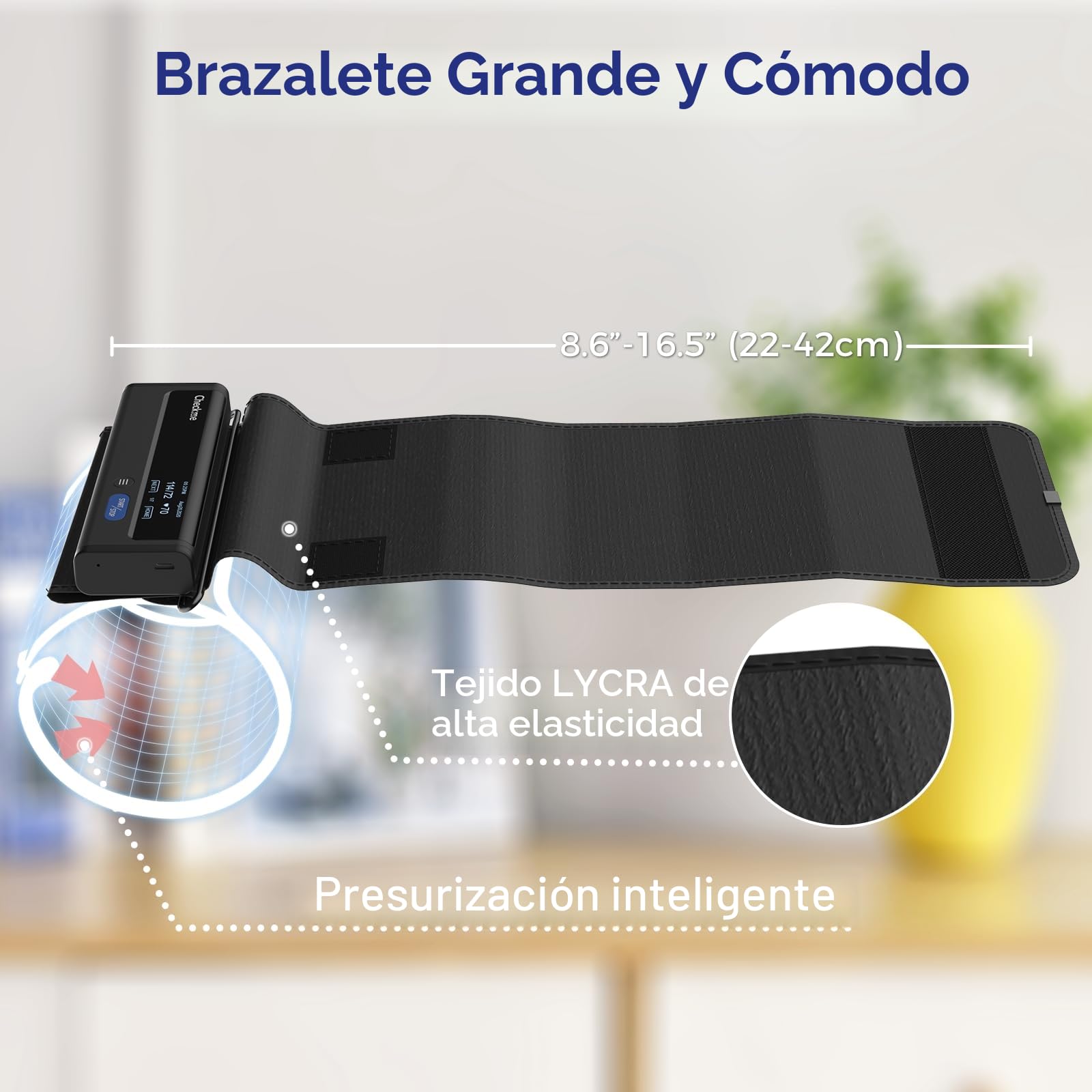 CheckMe Tensiometro de Brazo - Medidor Tension Arterial Digital Preciso con APP, Modo Multiusuario, Visualización de Tendencias & Uso Compartido de Informes, para iOS/Android,22-42 cm