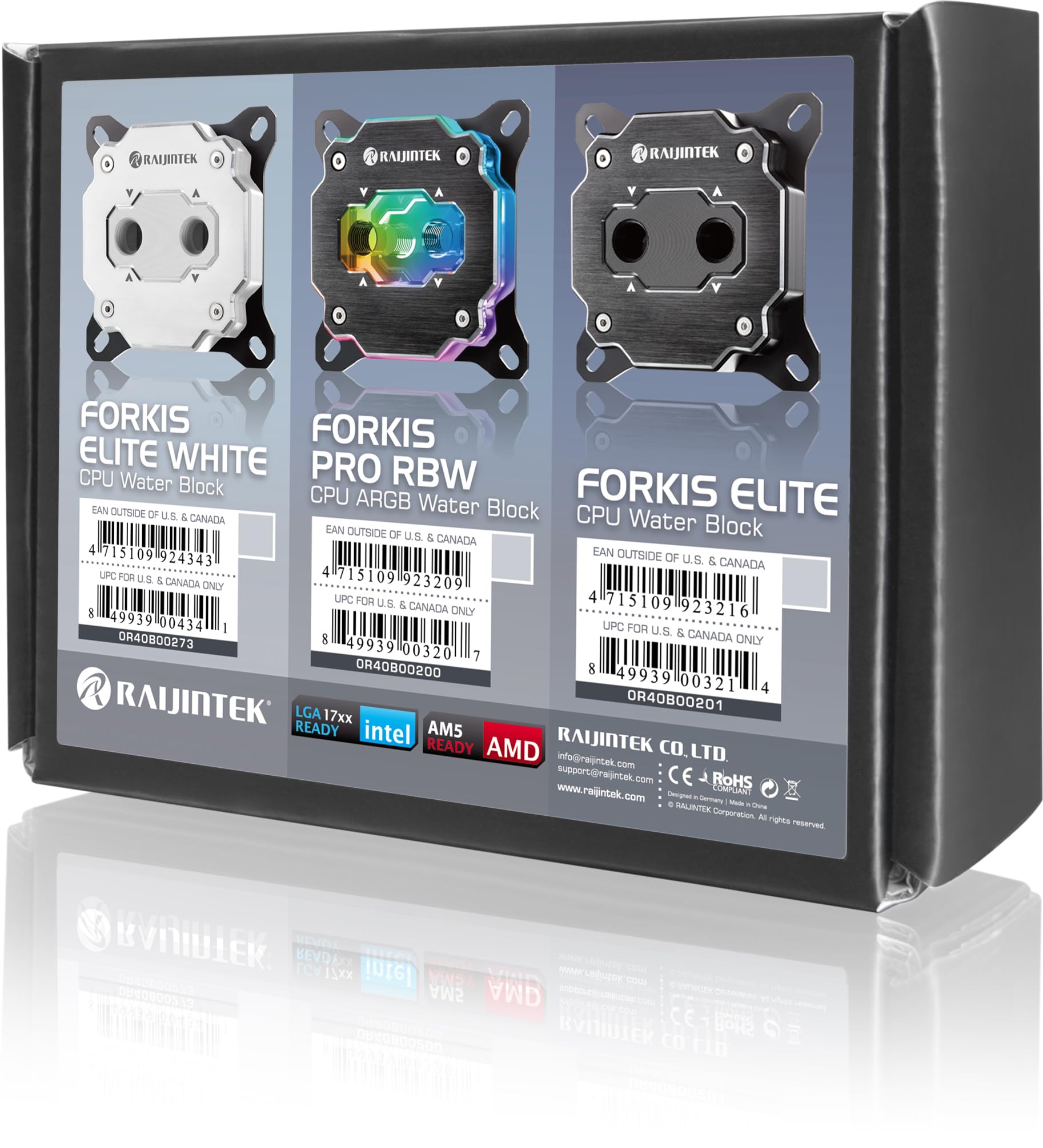 RAIJINTEK FORKIS Elite WHITE CPU chłodnica wody – wysoka wydajność, niklowana miedź, mikrofiny 3D, gwint G1/4", polerowana płyta podłogowa (0R40B00273)