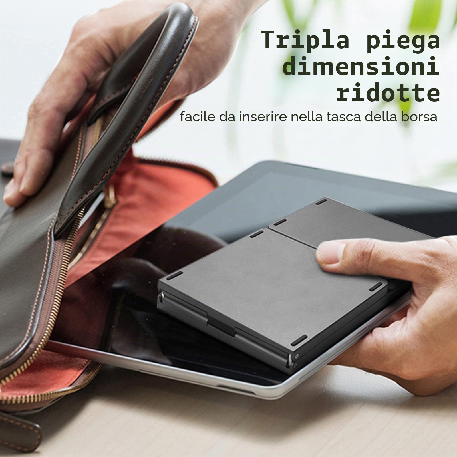 Yunseity Tastiera Bluetooth Pieghevole, Tastiera Wireless Portatile Tripla Piegatura con Tastierino Numerico, Sincronizza Fino a 3 Dispositivi, per iOS, Android e