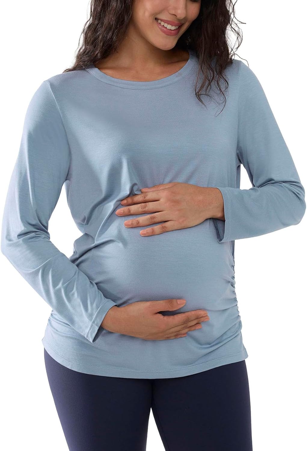 Joyaria Maternity Top Long Sleeve Shirt for Women Pregnancy Basic Top - Image 2