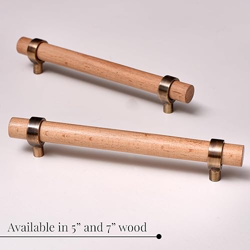 Miniatura 6 de Indian Shelf 6 tiradores de cajón ajustables, manijas de cajón de madera, manijas de gabinete ajustables, tiradores de cajón de barra en T,