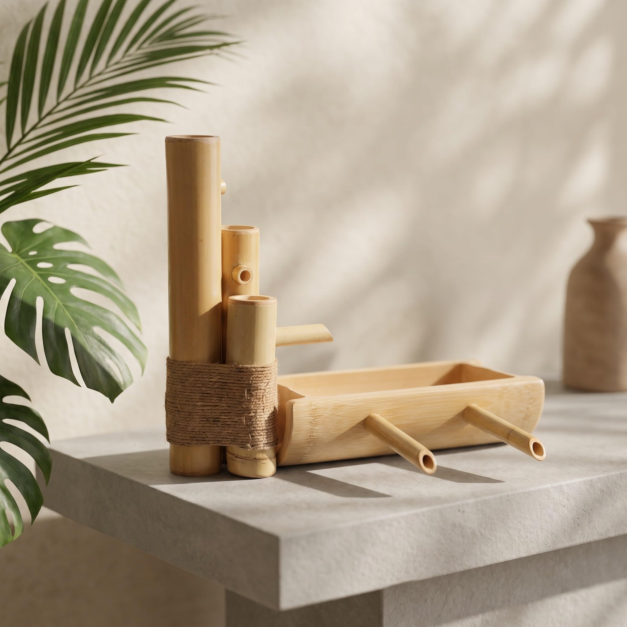 ERINGOGO Fontana Decorativa in Bambù Design Zen per Interni e Cortili