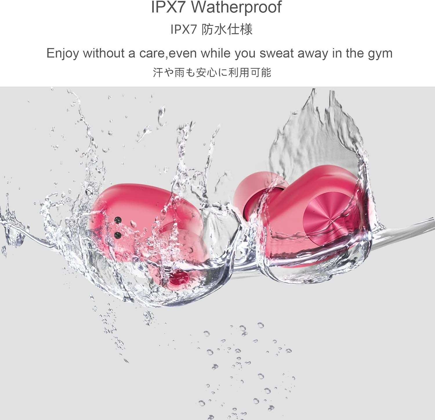 Eono cuffie-bluetooth-in-Ear - Eonobuds1-auricolari-bluetooth 5.2-wireless con Mic Stereo, Cuffiette Bluetooth Senza Fili con impermeabili IPX7, ricarica USB-C, LED(rosso) - Immagine 5