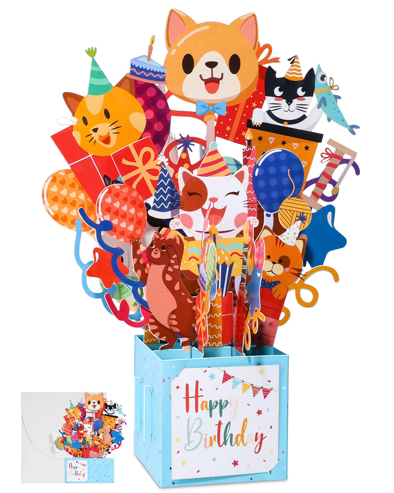 JMHACHY Pop Up Birthday Card with Envelope - 3D Cute Cats Pop Up Funny Birthday Card, Surprise Gifts for Girls Boys Kids Women Daughters Grandson