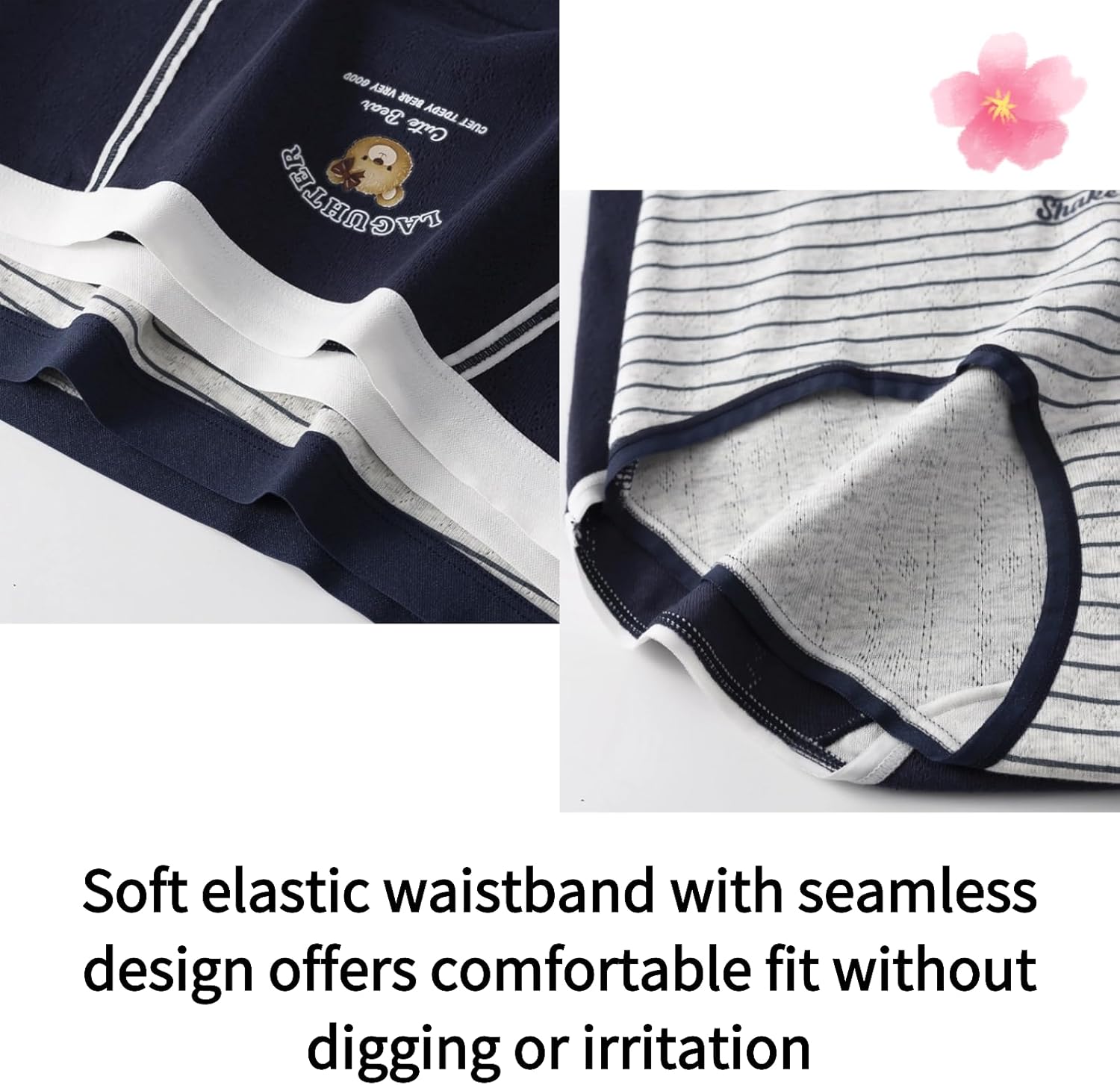 Women's Cotton Bear Cute Panties Kawaii Cartoon Breathable Comfort Soft Classic Vintage Style Teens Underwear 6 Pack